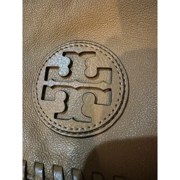 Tory Burch Marion Whipstitch Saddle Bag Tan Leather 2-way Bag Soft - Picture 8 of 10